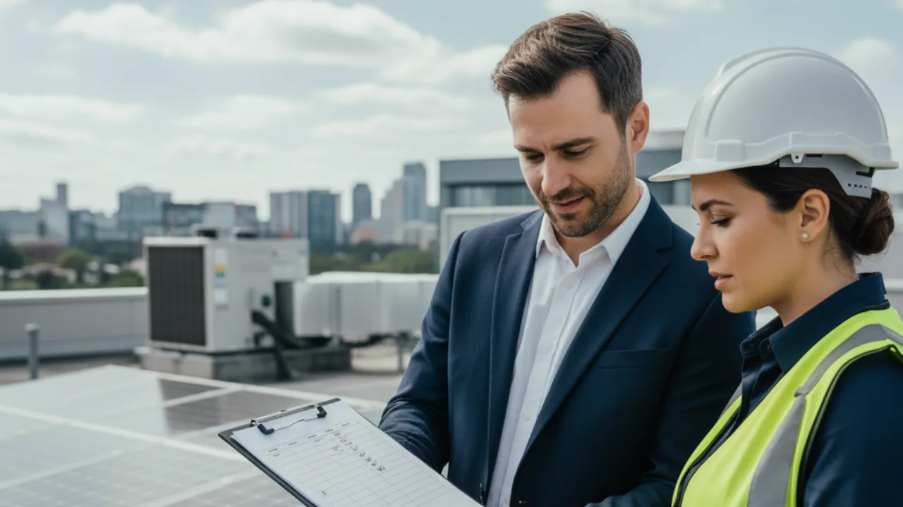 Camerons BMS construction site with two workers focusing on sustainability
