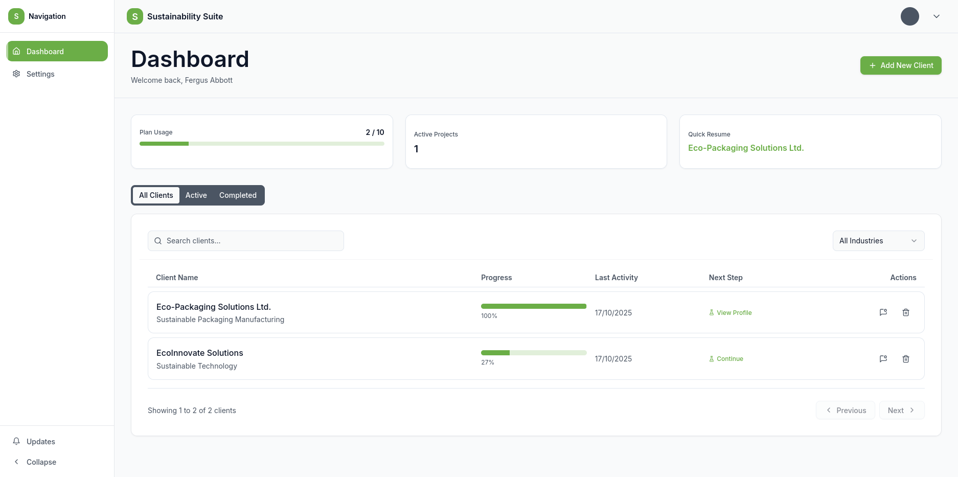 Net Zero Strategy Tool Dashboard